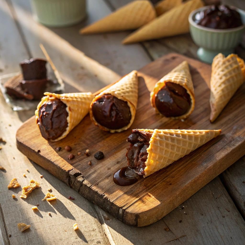 Muddy Bites Waffle Cone Snacks Bite Sized Chocolate Filled Waffle Cones for Snack or Dessert, Hot Cocoa, Made with Cane Sugar, Non-GMO, Kosher (Hot