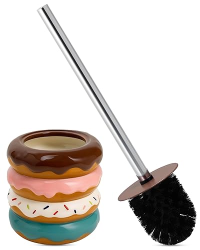 Deep & Sturdy Toilet Bowl Brush with Holder - Doughnut Bowl Brush - Durable Scrubbing - Toilet Cleaners - Household Essentials - Bathroom Cleaner