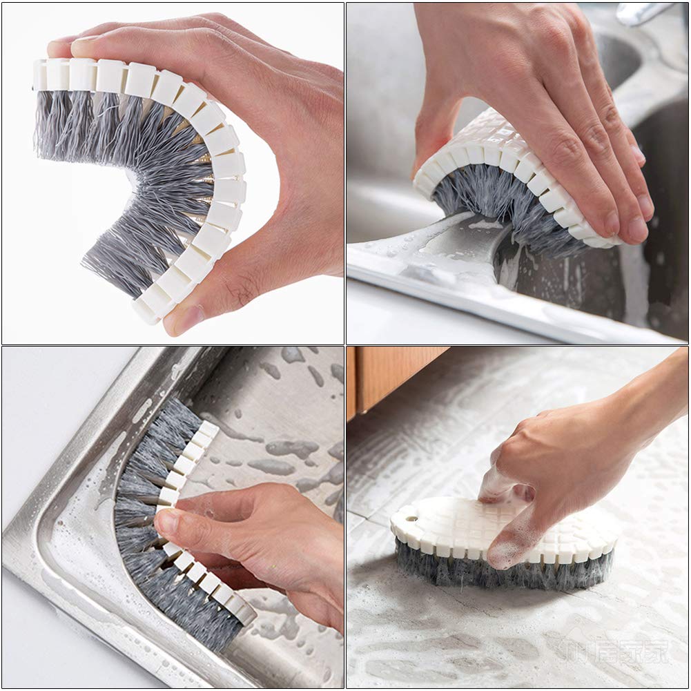 Multi-Purpose Scrub Brush Set - 4 Pack Kitchen Cleaning Brushes with Stiff Bristles for Dishes, Pots, Pans, Sink & Bottles - Dish Brush with Ergonomic