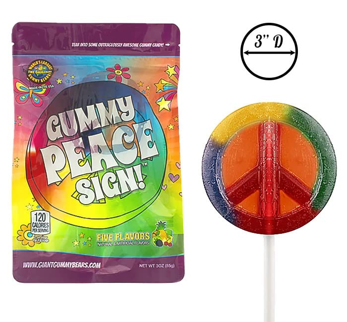 Giant Gummy Peace Sign on a stick, 3 Ounce