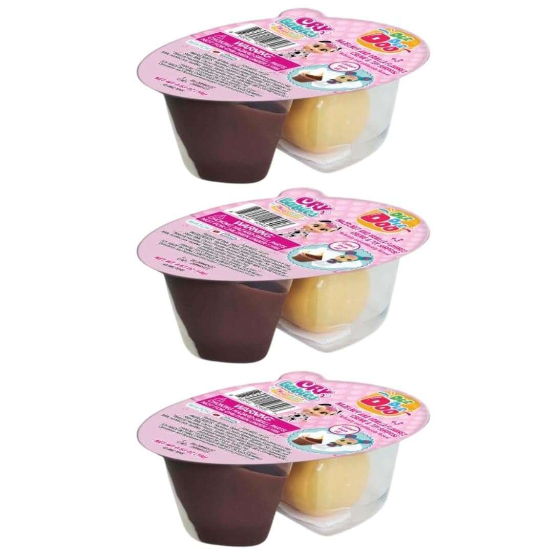 Cry Babies Magic Tears Candy Snack - Spoonable Vanilla Creme Dipping Treat with Surprise Collectible Toy Character for Kids, 3 Pack
