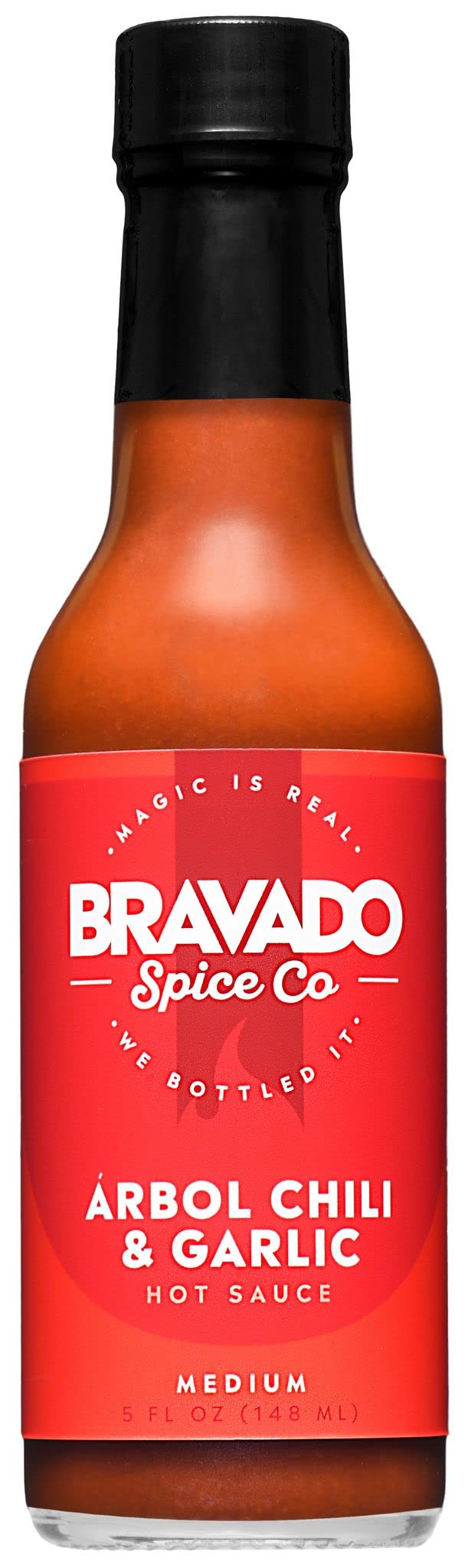 Arbol Chili and Garlic Hot Sauce By Bravado Spice Gluten Free, Vegan, Low Carb, Paleo Hot Sauce All Natural 5 oz Hot Sauce Bottle Award Winning