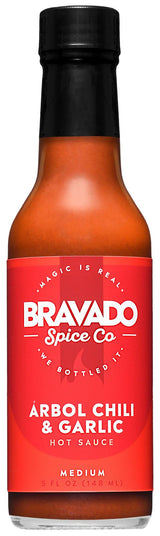 Arbol Chili and Garlic Hot Sauce By Bravado Spice Gluten Free, Vegan, Low Carb, Paleo Hot Sauce All Natural 5 oz Hot Sauce Bottle Award Winning