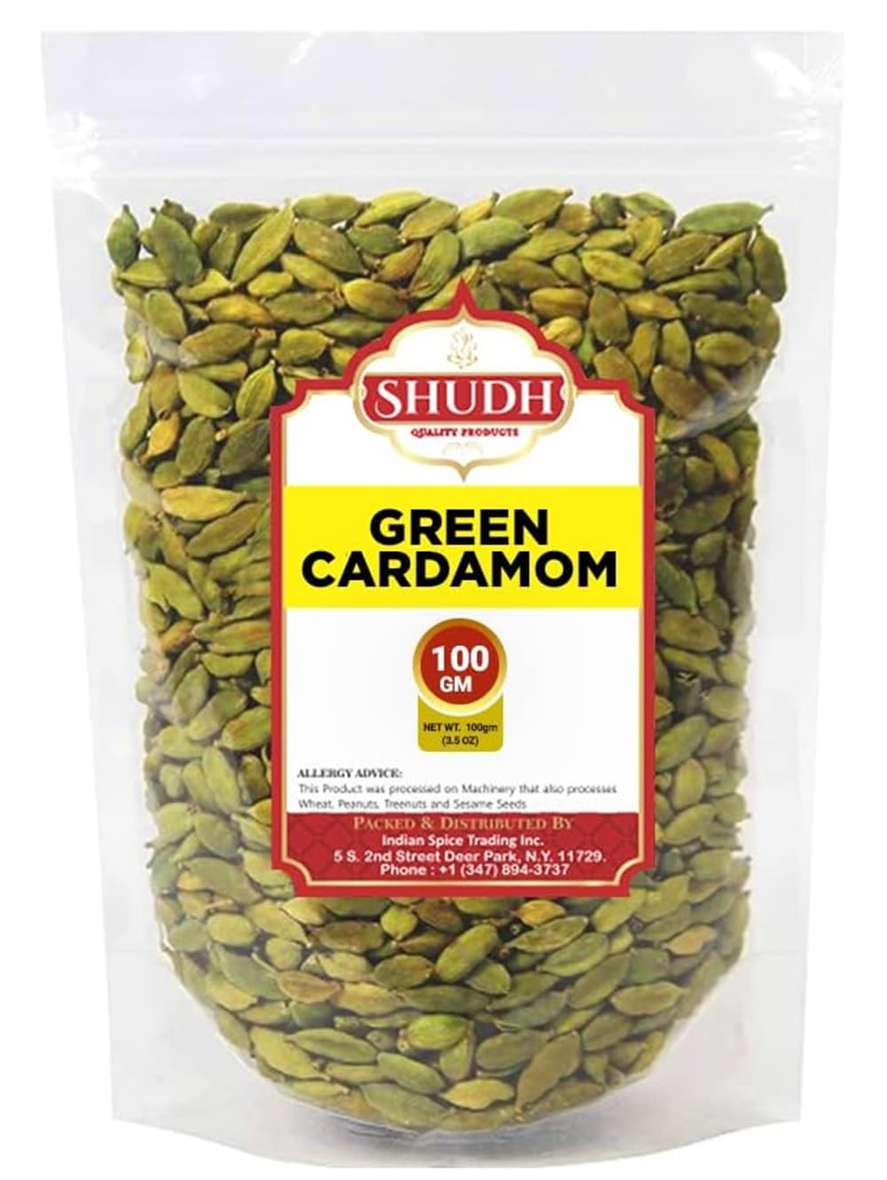 SHUDH GREEN CARDAMOM 100GM | 3.5 oz Green Cardamom Pods Spice (Hari Elachi) ~ All Natural | Vegan | Gluten Friendly | NON-GMO | Product of India