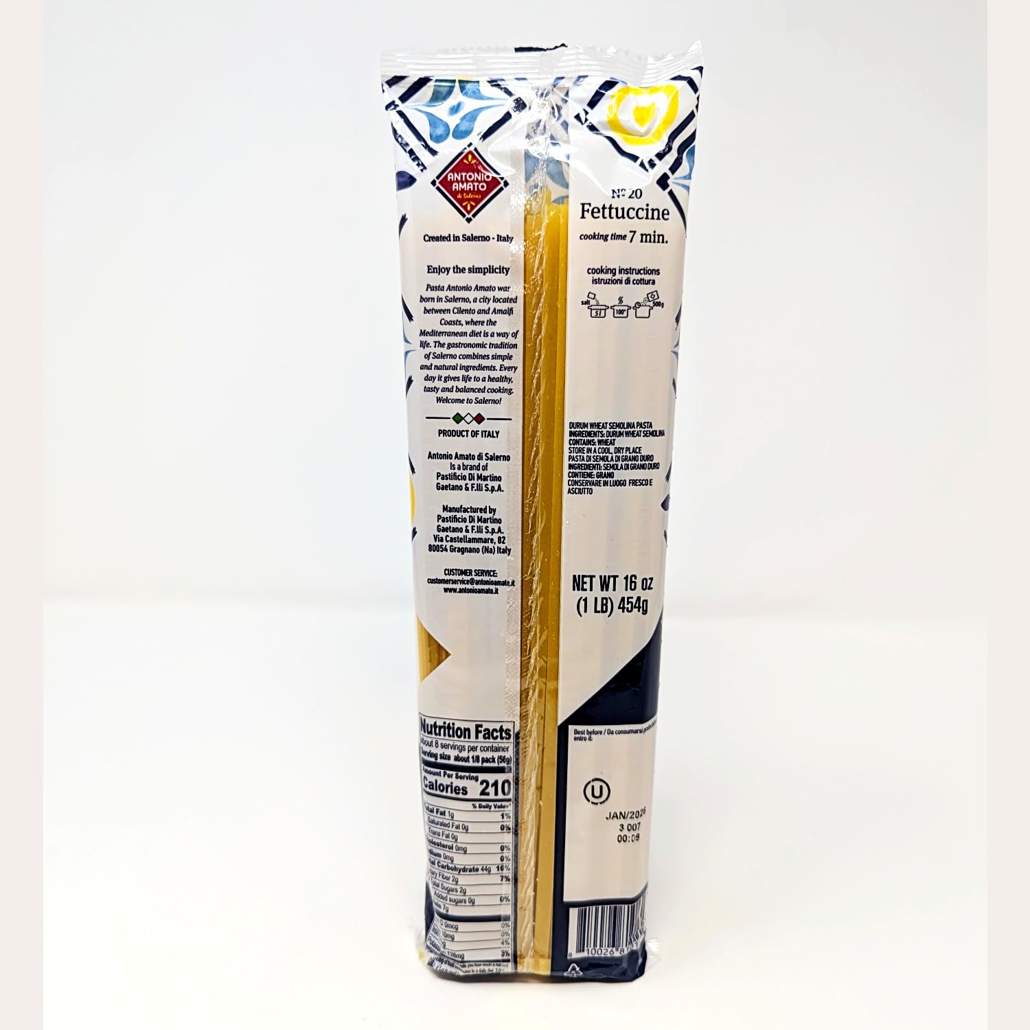 Antonio Amato di Salerno - NO.20 Fettuccine - (Pack of 5, 5lb total weight) - pasta di semola di grano duro - durum wheat semolina pasta macaroni
