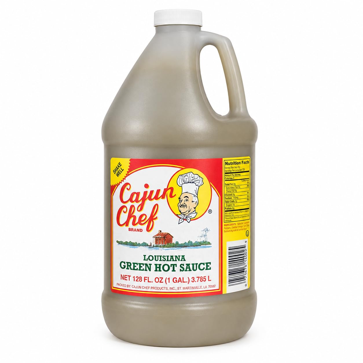 Cajun Chef Green Louisiana Hot Sauce 128 oz, 1 Gallon Mild Green Cayenne Pepper Sauce Made with Louisiana Peppers, Cajun Style Hot Sauce for Gumbo