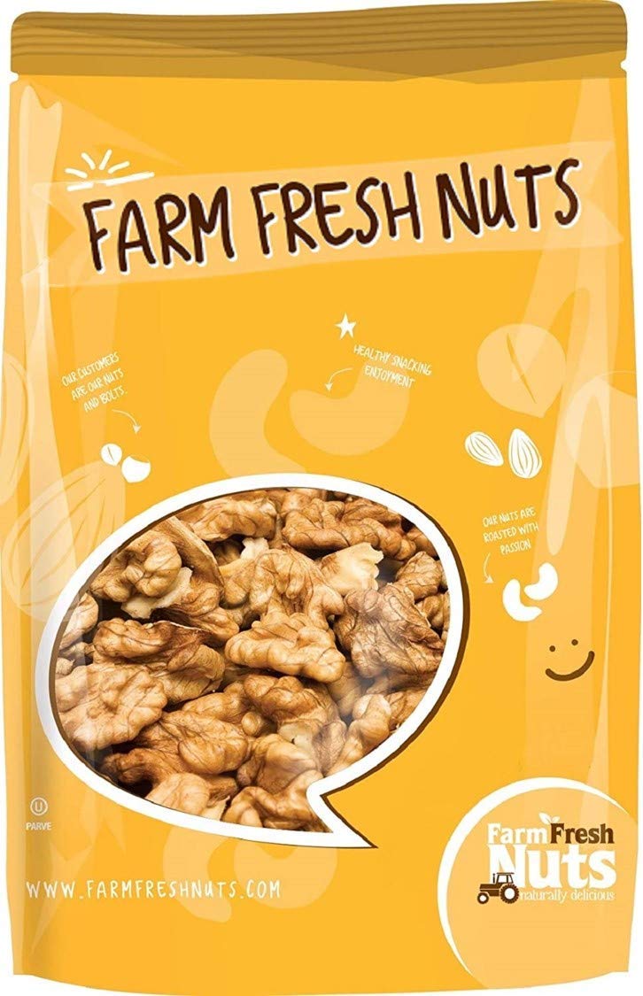 Dry Roasted Unsalted California Walnuts (1 Lb.) - Oven Roasted to Perfection in Small Batches for Added Freshness - Vegan & Keto Friendly - Farm Fresh