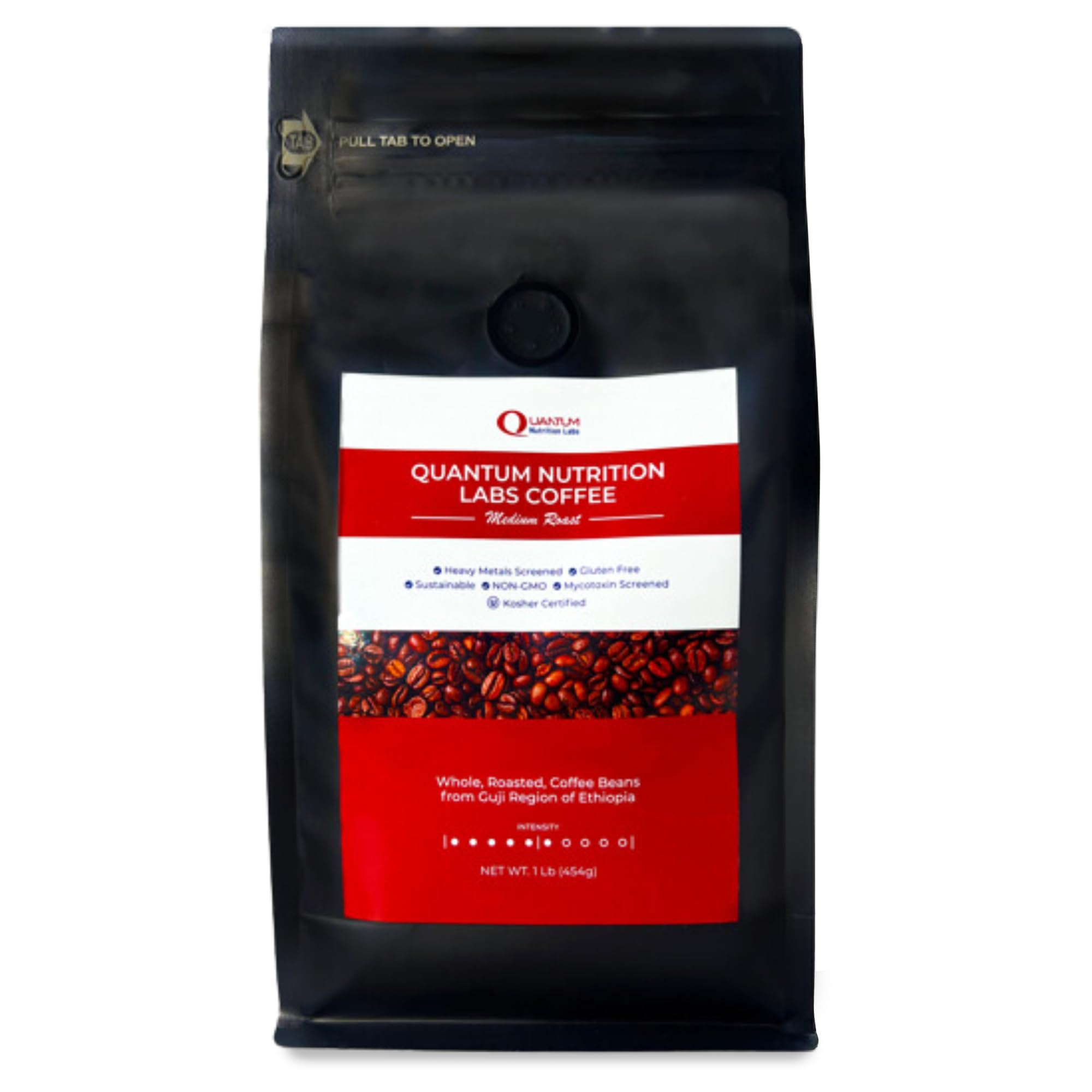 Quantum Organic Whole Roasted Coffee Beans - Medium Roast, From Guji Region of Ethiopia, Crafted for Optimal Health Benefits, Sweet & Fruity