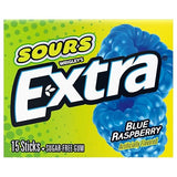 Extra, Sours Blue Raspberry Sugar Free Chewing Gum Sour Candy Fruit Gum, 15 Stick Pack, 15 Count
