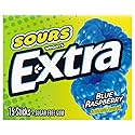 Extra, Sours Blue Raspberry Sugar Free Chewing Gum Sour Candy Fruit Gum, 15 Stick Pack, 15 Count