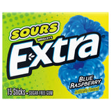Extra, Sours Blue Raspberry Sugar Free Chewing Gum Sour Candy Fruit Gum, 15 Stick Pack, 15 Count