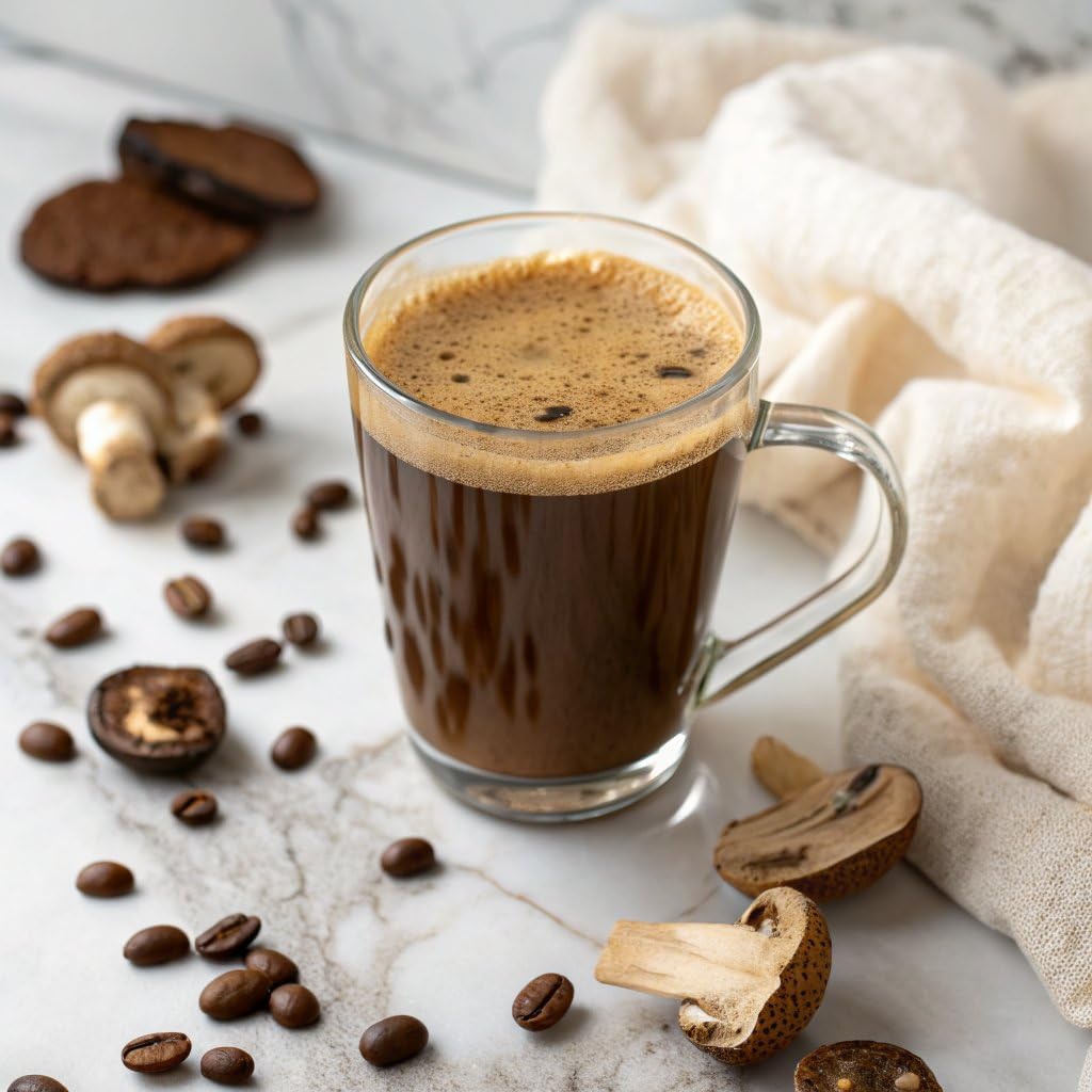 Organic Mushroom Coffee Pods with Lion's Mane, Reishi, Cordyceps, Turkey Tail, and Chaga Mushrooms. High Altitude, Low Acid, Smooth Tasting, Fair