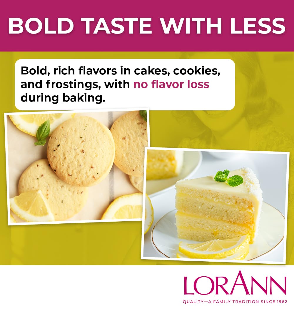 Lorann Oils Lemon Bakery Emulsion: Tangy Lemon Essence, Perfect for Amplifying Citrus Tones in Cakes, Cookies & Desserts, Gluten-Free, Keto-Friendly