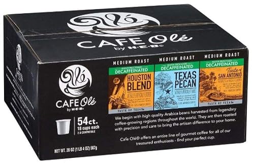 CAFE OLÃ‰ HEB Cafe Ole 54 count Decaf Variety Pack (Texas Pecan, Houston Blend, Taste of San Antonio)