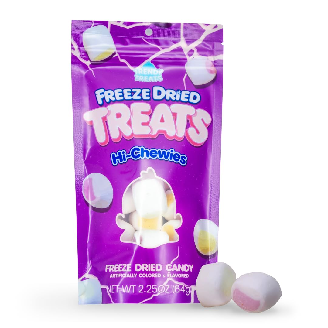 Trendy Treats Freeze Dried Fruity Candy - 2.25oz Resealable Bag - Strawberry, Green Apple, Mango & Grape Flavors - Light, Chew Crunchy Freeze-Dried