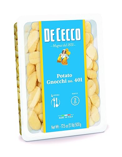 De Cecco Potato Gnocchi No. 401, 17.5 Oz (Pack of 4), Authentic Italian Dumplings, Made with Potatoes and Wheat Flour, Versatile Pasta for Sauces