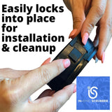 In-Sync Scrubber Kitchen Sink Utensil Cleaner, Dishwasher Safe Accessory with Built in Splash Guard, Easy to Install