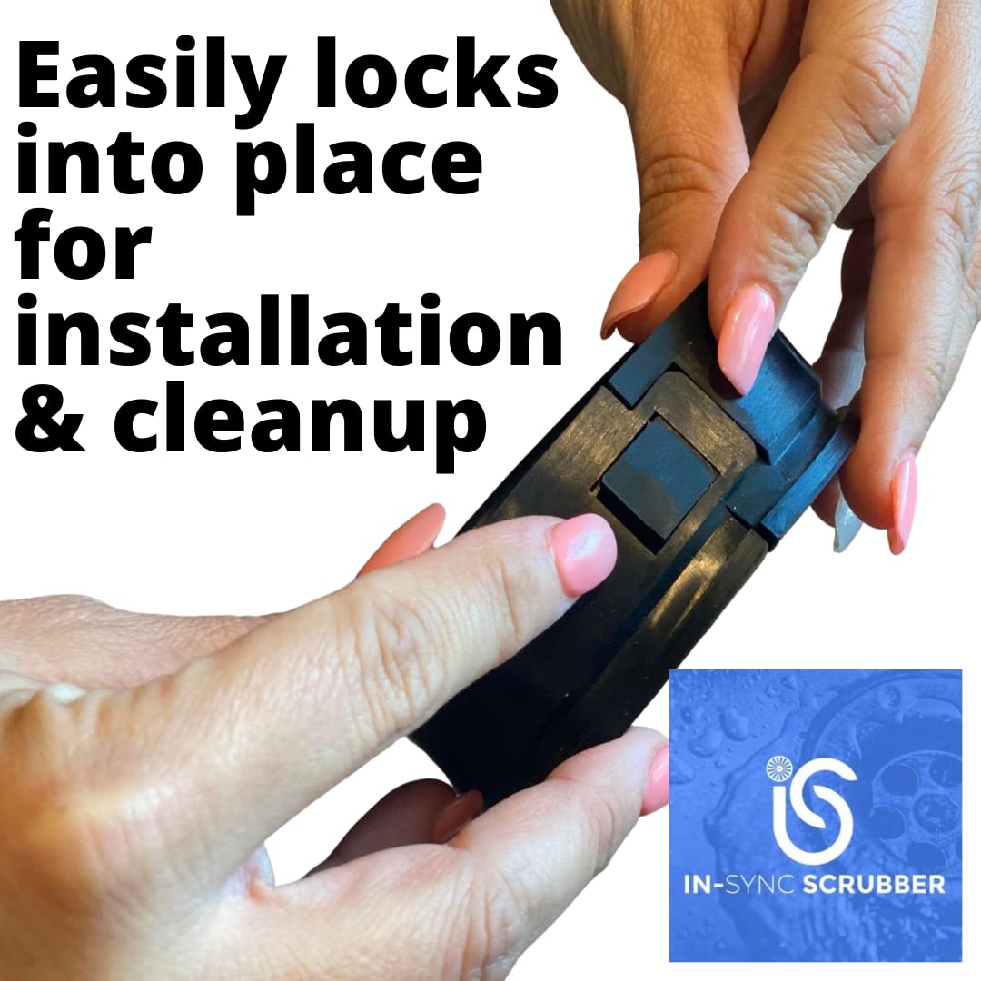In-Sync Scrubber Kitchen Sink Utensil Cleaner, Dishwasher Safe Accessory with Built in Splash Guard, Easy to Install