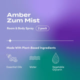 Zum Indigo Wild Mist Room & Body Spray - Aromatherapy Essential Oil Spray - Natural Body Mist & Room Spray - Amber Scent - 4 fl oz (2 Pack)