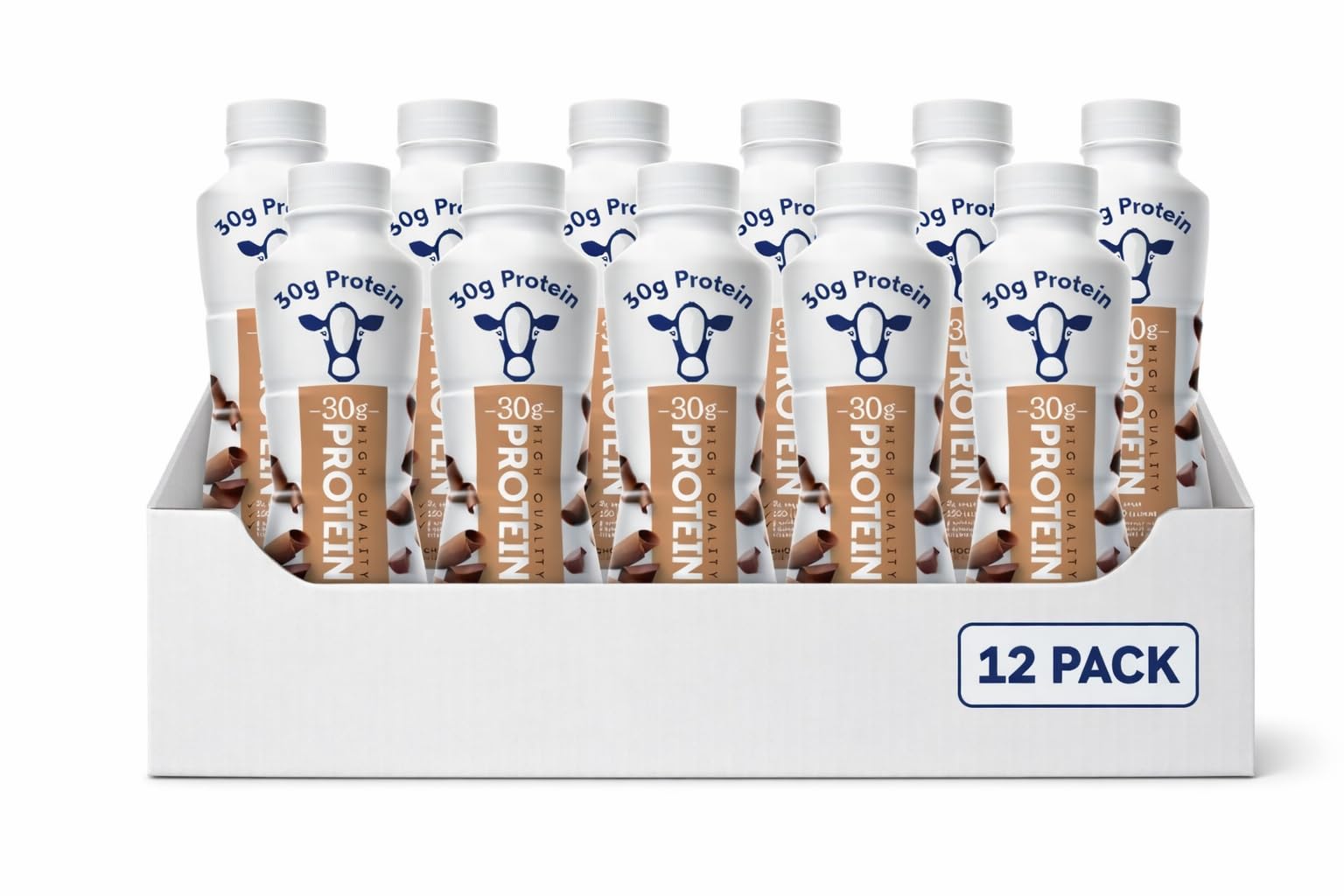High Protein Chocolate Nutrition Shake - 30g Protein Per Botle |12 Pack (11.5 Fl Oz) Only 2g Sugar &150 Calories| Enriched With 8 Naturally Occouring