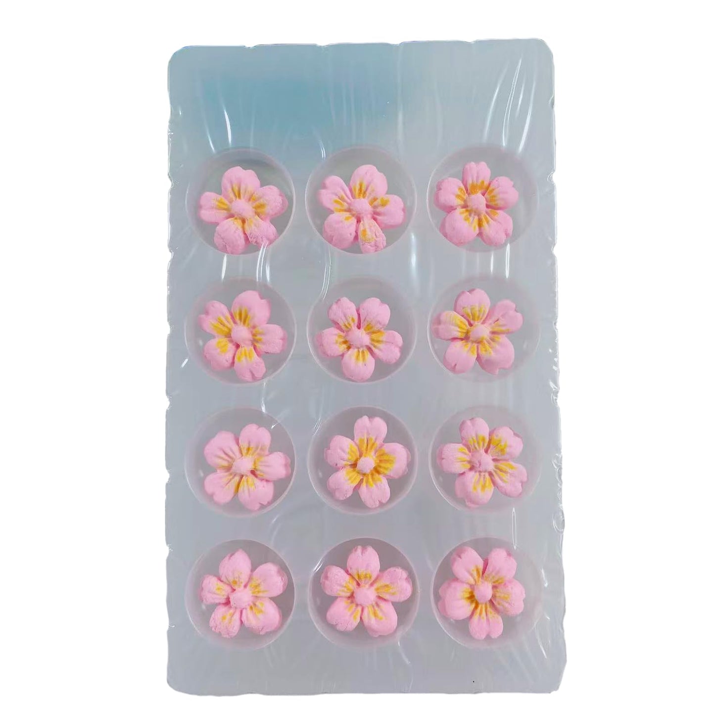Sentovac 12 Pcs Pink Flowers Icing Decoration Edible Candy Dessert Valentine Sprinkles DIY For Cookie Cake Cupcake Topper Icing Frosting Decoration