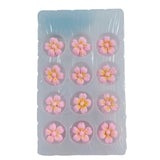 Sentovac 12 Pcs Pink Flowers Icing Decoration Edible Candy Dessert Valentine Sprinkles DIY For Cookie Cake Cupcake Topper Icing Frosting Decoration
