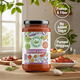 Hidden Foods Sausage & Garlic Hearty Sicilian Style Sauce, 4g Protein & 4g Fiber, No Added Sugar, Slow Cooked Italian Flavor, Made With Hidden