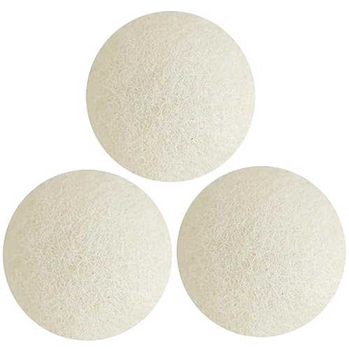 XXL Wool Dryer Balls, 3PCS Natural Fabric Softener, Fluff Laundry Wrinkle Release and Saves Drying Time, Reusable
