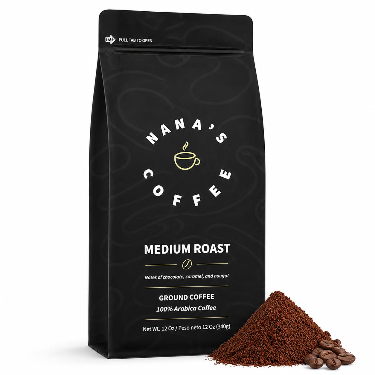 Nana's Coffee Low Acid Organic Ground Coffee 12 Oz - Single Origin Dominican Republic Medium Roast - Smooth & Stomach Friendly Specialty Coffee - 100%