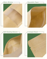 Kraft Paper Stand Up Pouches - 200 Packs, 3.5x5.5 Inches, Food Storage, Christmas