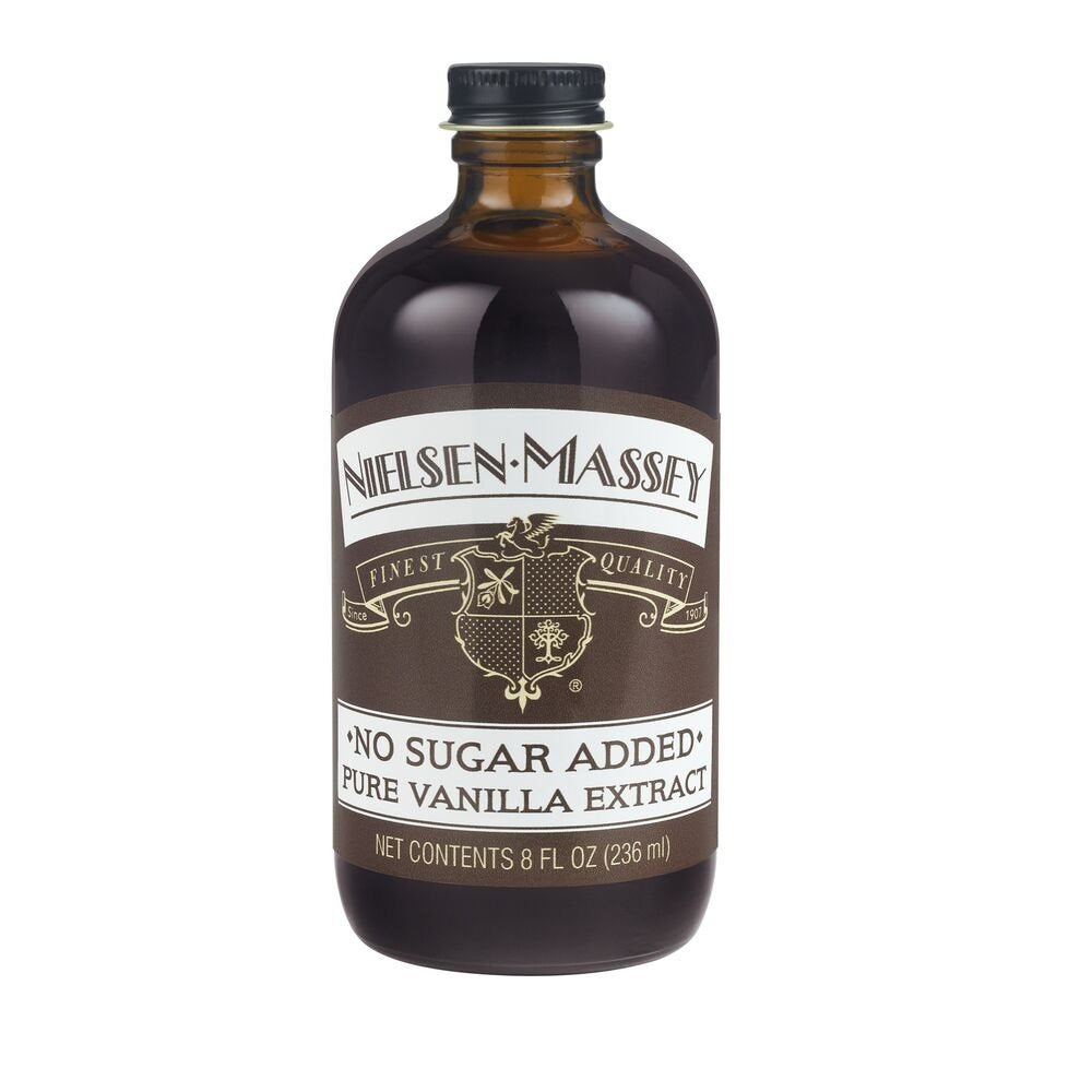 Nielsen-Massey No Sugar Added Pure Vanilla Extract for Baking and Cooking, 8 Ounce Bottle