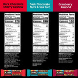 KIND Healthy Snacks Bars Variety Pack, Gluten Free, High Fiber Snacks, Cranberry Almond, Dark Chocolate Nuts & Sea Salt, Dark Chocolate Cherry Cashew