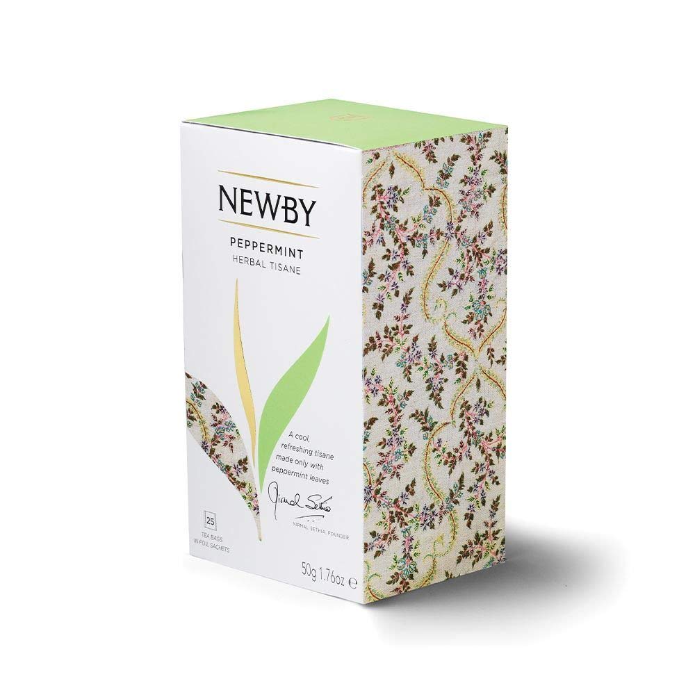 Peppermint Herbal Tea - 25 Individually Wrapped Tea Bags - Refreshing & Caffeine-Free by Newby Teas