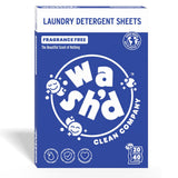 Wash'd Laundry Detergent Sheets - Baby & Sensitive Skin Safe - Hypoallergenic Unscented Free and Clear - Stain Fighting Enzymes - Plastic Free Travel