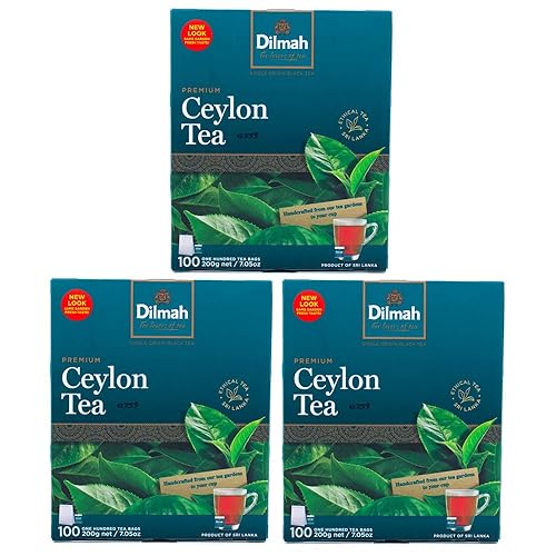 Dilmah Premium 100% Pure Ceylon Tea, 100-Count Tea Bags (Pack of 3)