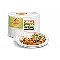 BAGASSEWARE 7-Inch Eco Plates | 150 Count Durable Disposable Tableware | Biodegradable Sugarcane Bagasse | Microwave & Freezer Friendly |