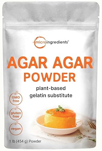 Agar Agar Powder, 1lb (16oz) | Planted-Based Source from Red Algae | Unflavored Thickening Agent for Cooking & Baking | Vegan Substitute for Beef