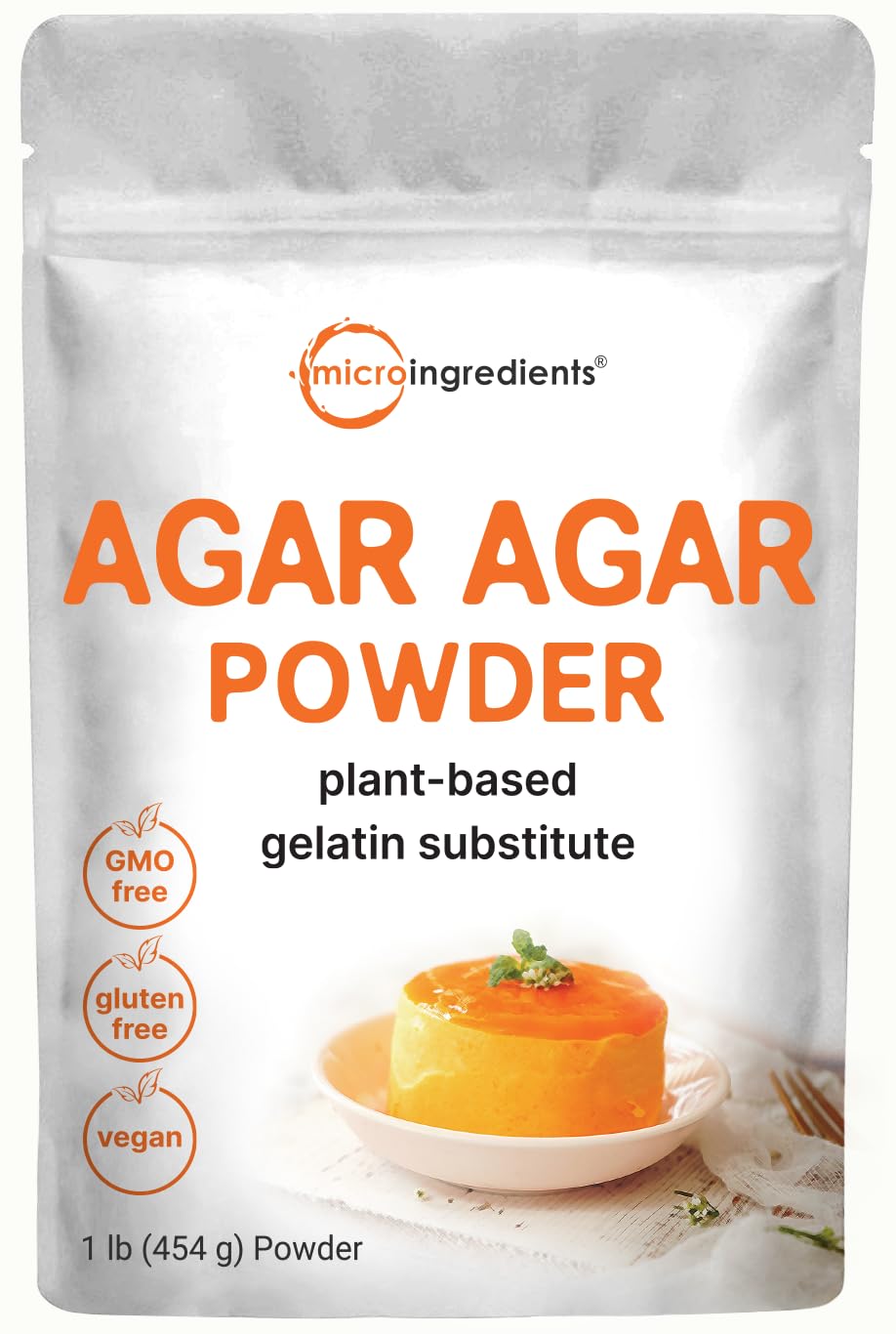 Agar Agar Powder, 1lb (16oz) | Planted-Based Source from Red Algae | Unflavored Thickening Agent for Cooking & Baking | Vegan Substitute for Beef