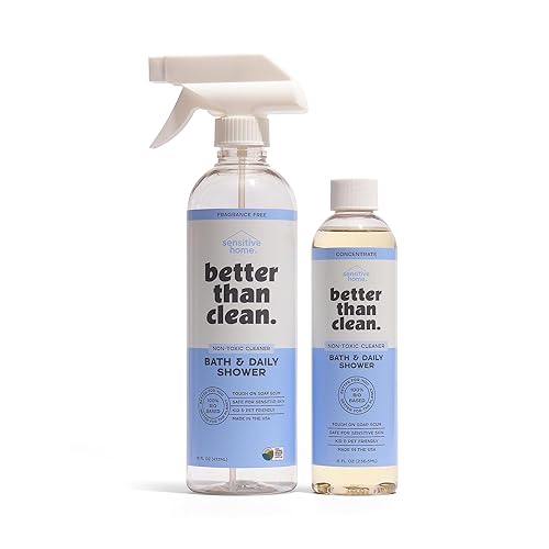 Better Than Clean™ Bath and Shower Cleaner Starter Pack - Fragrance Free, Plant-Based, Non-Toxic, Bathroom Cleaner with 8oz Concentrate & 16oz Empty