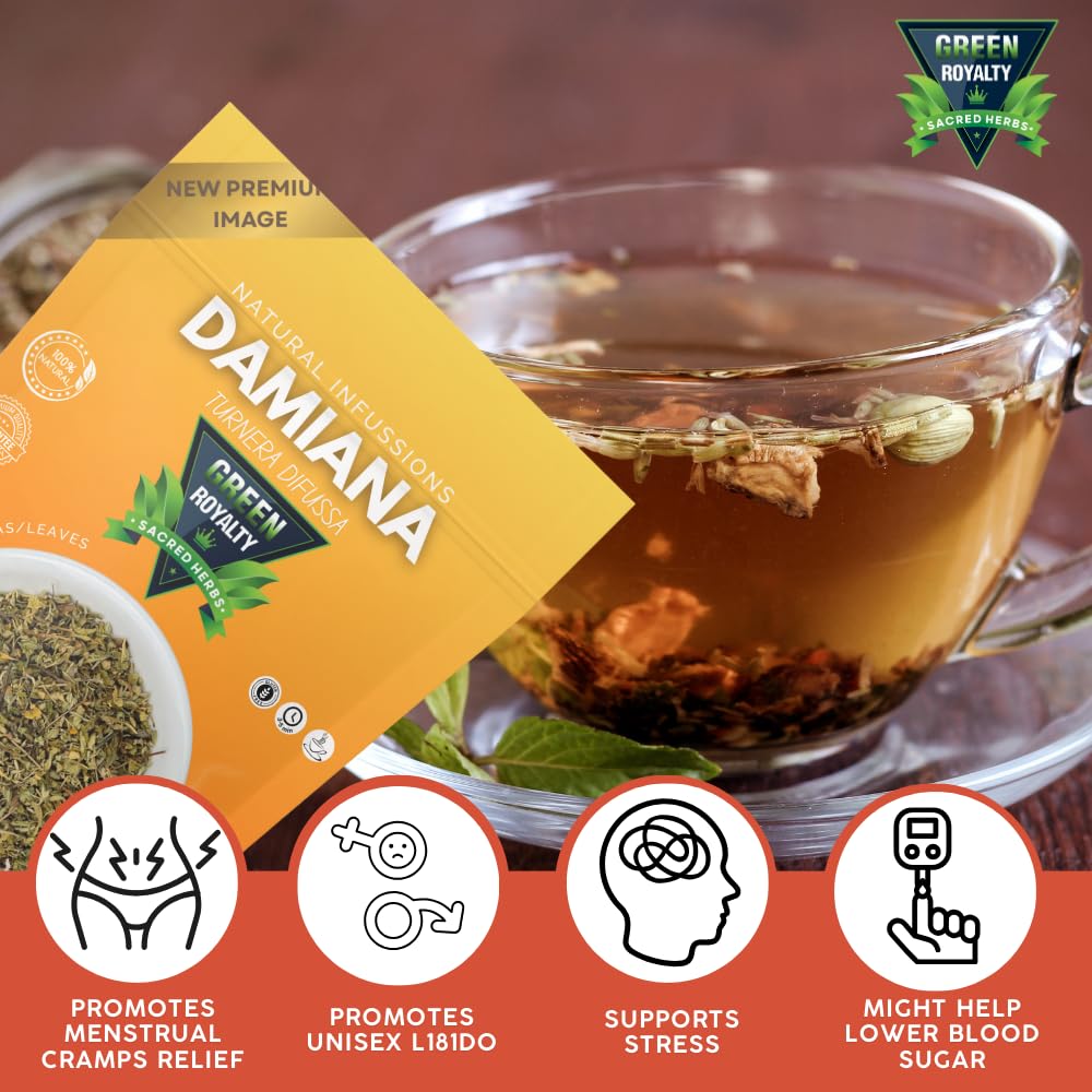 Damiana California Leaf 4oz | 100% Raw & Natural | Caffeine Free, Gluten Free, Sugar Free | Herbal Infusion Tea | Product of Mexico