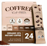 COFFREE Organic Instant Coffee Packets - Mold Free, Low Acid, Single-Origin Arabica - Low Caffeine Individual Single Serve Coffee Sticks - Travel