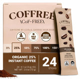 COFFREE Organic Instant Coffee Packets - Mold Free, Low Acid, Single-Origin Arabica - Low Caffeine Individual Single Serve Coffee Sticks - Travel