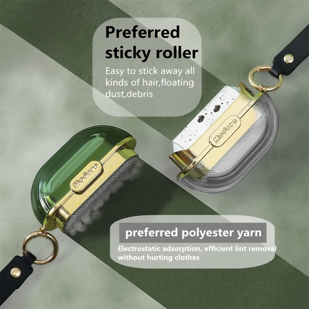 Double-Sided Travel Portable Lint Roller with Hand Strap, Reusable Mini Extra Sticky Dog Cat Pet Hair Remover, Luxury Lint Remover for Clothes Bag