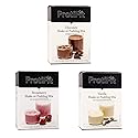 PROTIFIT - High Protein Pudding and Shake Mix 3 Pack, Favorites Bundle: Chocolate, Strawberry, Vanilla, Meal Replacement, 7 Servings Per Box, (3 Pack)