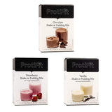 PROTIFIT - High Protein Pudding and Shake Mix 3 Pack, Favorites Bundle: Chocolate, Strawberry, Vanilla, Meal Replacement, 7 Servings Per Box, (3 Pack)