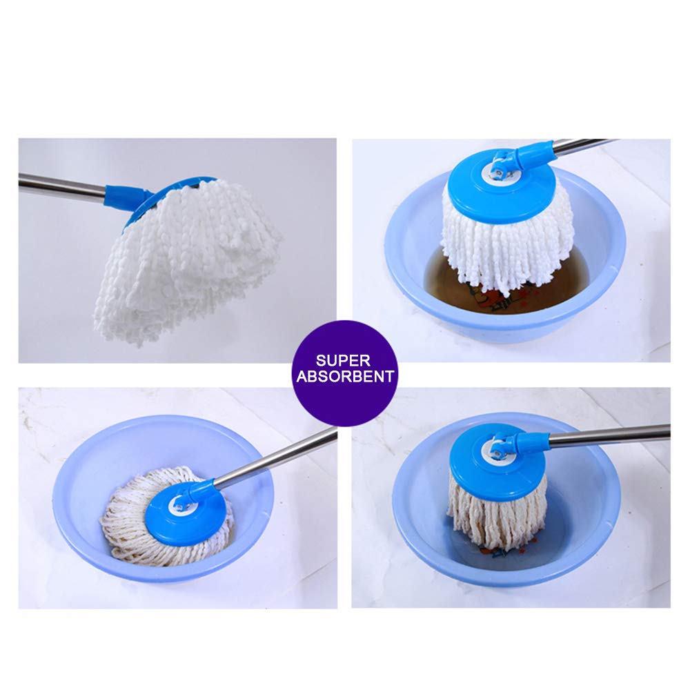 Replacement Microfiber Mops Head, Compatible for Hurricane Spin Magic Mop Head, fits 6.36‘’ Standard Replacement Round Spin Mop Heads,Inner Hole 2.5''