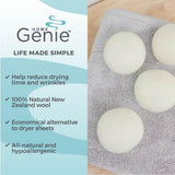 HOME GENIE Wool Reusable Dryer Balls XL, Anti Static Fast Drying Laundry for Pet Hair, Reduces Clothing Wrinkles, Lint, Natural Fabric Softener