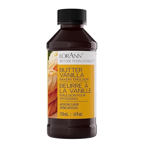 LorAnn Butter Vanilla Bakery Emulsion, 4 oz - Intense Butter Vanilla Flavor Extract for Baking, Cookies, Frosting, Ice Cream, Smoothies and Beverage