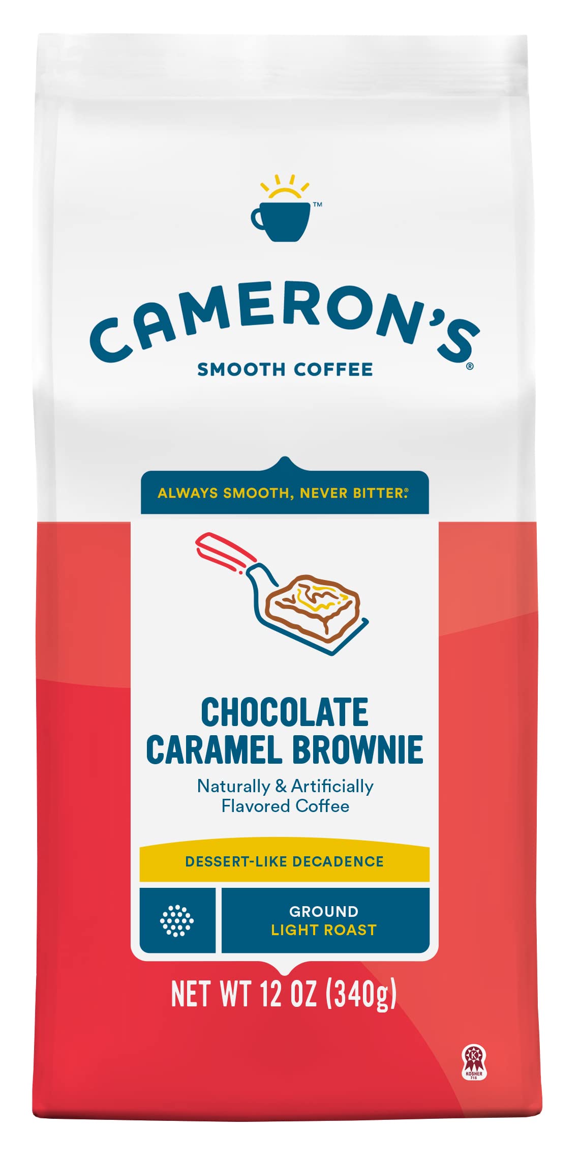 Cameron's Coffee Roasted Ground Coffee Bag, Flavored, Chocolate Caramel Brownie, 12 Ounce (Pack of 3)