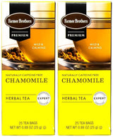 Farmer Brothers Premium Chamomile Herbal Tea, Naturally No Caffeine, Mild & Calming, 25 Count (Pack of 2)
